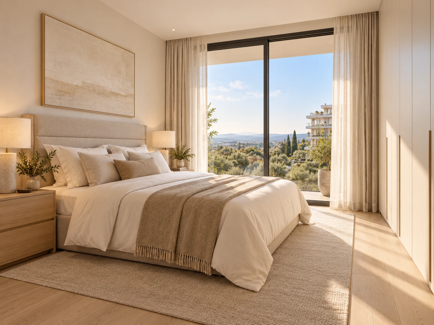 Dormitorio principal con ventanal y vistas al entorno